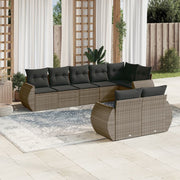 Loungeset 8-delig poly rattan grijs