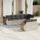 8-piece Lounge Set with Cushions Poly Rattan Light Grey