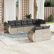 Loungeset 8-delig poly rattan lichtgrijs