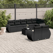 Loungeset poly rattan 9-delig zwart