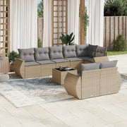 Loungeset 9-delig poly rattan beige