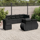 8-piece Lounge Set with Cushions Polyrattan Black