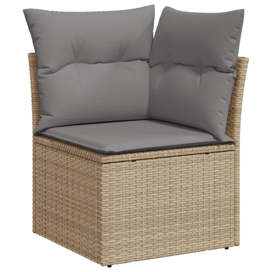 9-Delige Loungeset Met Kussens Poly Rattan Beige