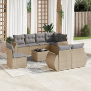 Loungeset 9-delig poly rattan beige
