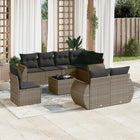 9-piece Loungeset with cushions poly rattan grey