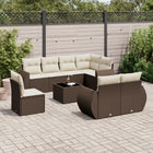 9-piece Lounge Set with Cushions Poly Rattan Brown