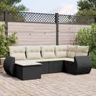 6-piece Lounge Set with cushions poly rattan black