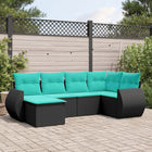 6-piece garden lounge set with cushions black poly rattan