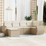 Loungeset 6-delig poly rattan beige