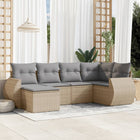 6-piece Lounge Set with cushions poly rattan beige