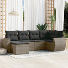 6-piece Lounge Set with Cushions Poly Rattan Grey