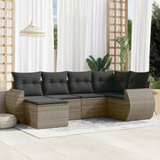 Loungeset 6-delig poly rattan grijs