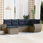 6-piece garden sofa set with cushions, gray poly rattan