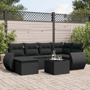 Loungeset 7-delig poly rattan zwart