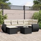 7-piece lounge set with cushions poly rattan black