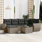 7-piece Lounge Set with Cushions poly rattan grey