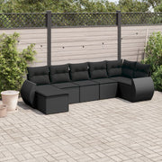 Loungeset 7-delig poly rattan zwart