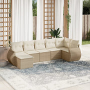 Loungeset 7-delig poly rattan beige