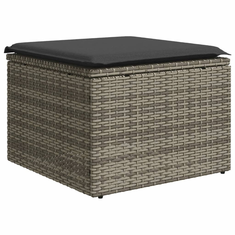 7-delige Loungeset met kussens poly rattan lichtgrijs