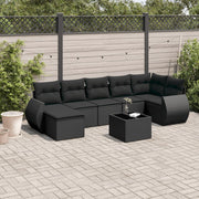 Loungeset 8-delig poly rattan zwart