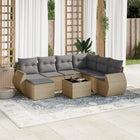 8-piece Lounge Set with Cushions Poly Rattan Beige