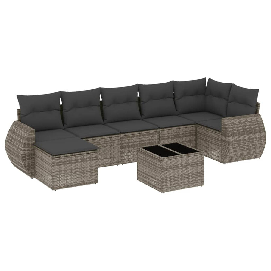 8-Delige Loungeset Met Kussens Poly Rattan Grijs