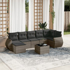8-piece Lounge Set with Cushions Poly Rattan Grey