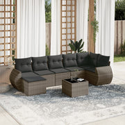Loungeset 8-delig poly rattan grijs