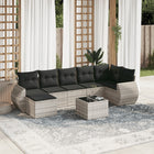 8-piece Lounge Set with Cushions Poly Rattan Light Grey