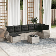 Loungeset poly rattan lichtgrijs 8-delig
