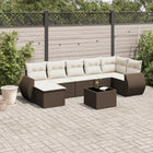8-piece Lounge Set with cushions poly rattan brown