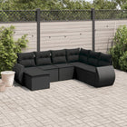 7-piece lounge set with cushions poly rattan black