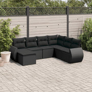 Loungeset 7-delig poly rattan zwart