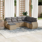 7-piece Loungeset with cushions poly rattan beige
