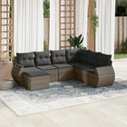 7-piece Lounge Set with Cushions poly rattan grey