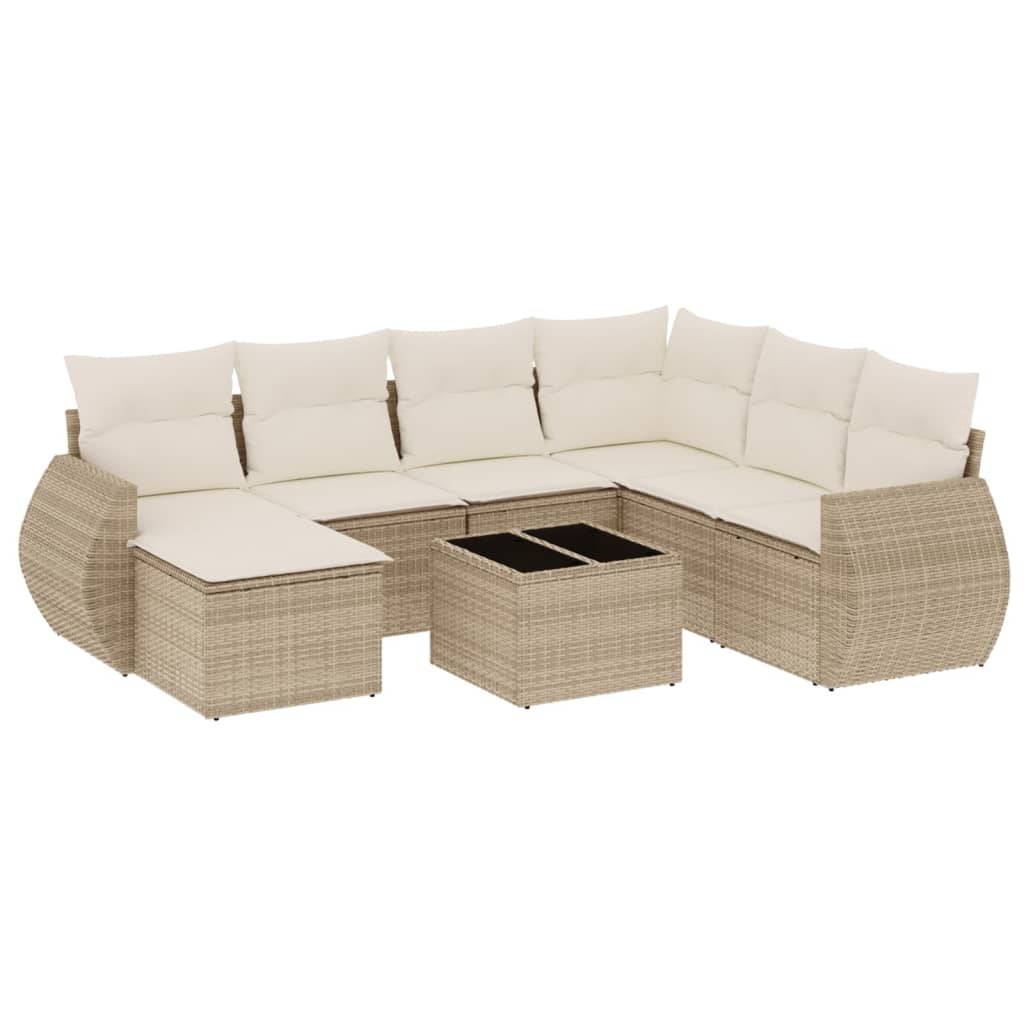 8-Delige Loungeset Met Kussens Poly Rattan Beige