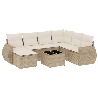 8-Delige Loungeset Met Kussens Poly Rattan Beige