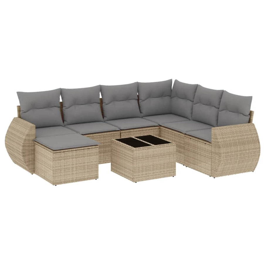 8-Delige Loungeset Met Kussens Poly Rattan Beige