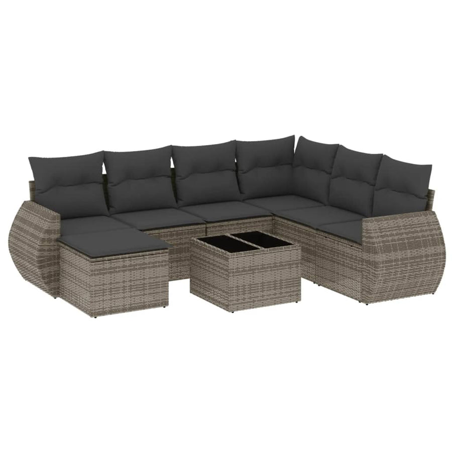 8-Delige Loungeset Met Kussens Poly Rattan Grijs