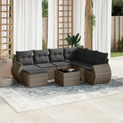 Loungeset poly rattan grijs 8-delig