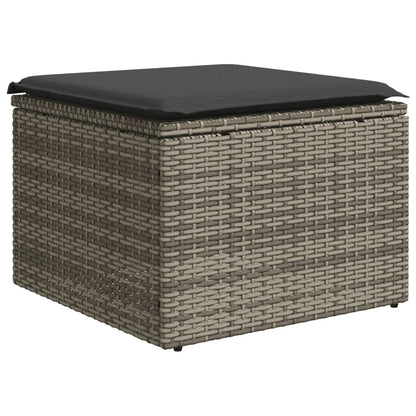 8-delige Loungeset met kussens poly rattan lichtgrijs