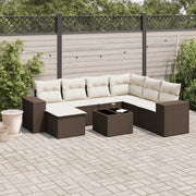Loungeset poly rattan bruin 8-delig