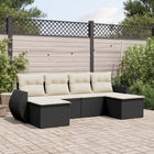 6-piece Lounge Set with cushions poly rattan black