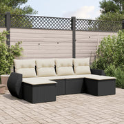 Loungeset 6-delig poly rattan zwart