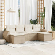 Loungeset 6-delig poly rattan beige
