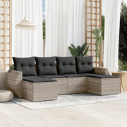 Loungeset 6-delig poly rattan lichtgrijs