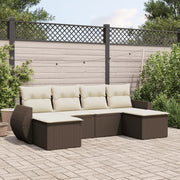 Loungeset 6-delig poly rattan bruin