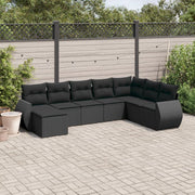Loungeset poly rattan 8-delig zwart