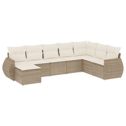 8-Delige Loungeset Met Kussens Poly Rattan Beige