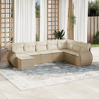 8-piece Lounge Set with Cushions Poly Rattan Beige
